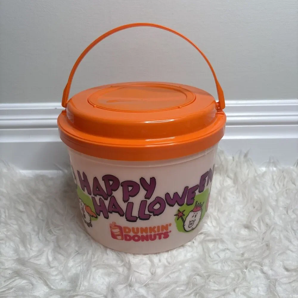 Dunkin Donuts Happy Halloween Munchkins Bucket Glow In The Dark With Lid